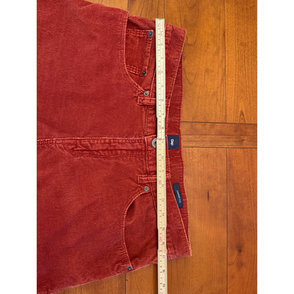 Gap Mens Straight Fit Corduroy Pants Rust Red 35x30 Ribbed 5-Pocket Cords - Picture 6 of 7